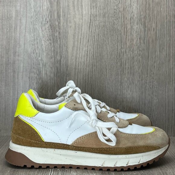 Madewell Shoes - Madewell MA505 Kickoff Trainer Sneakers Size 7.5M Lace Up Suede White Tan Yellow